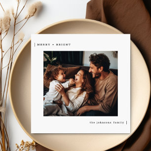 Merry & Bright Minimalist Family Christmas Photo Holiday Card