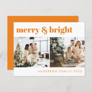 Merry & Bright Minimalist Yellow Christmas  Postcard
