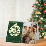 Merry & Bright Modern Christmas Bauble Photo Real Foil Holiday Card<br><div class="desc">Send out this year's holiday greetings in style with these unique and modern real foil pressed holiday cards. Easily add your own photo and custom wording to these holiday cards by using the "Edit this design template" section,  or click the "Customise it" button to access more advanced editing tools.</div>