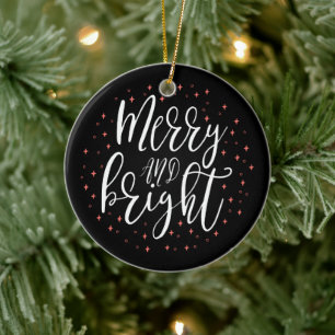Merry & Bright Modern Christmas Photo Ornament