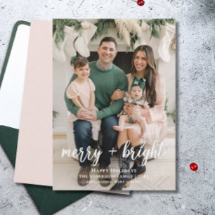 Merry Bright Modern Cute Christmas Family Photo Holiday Card