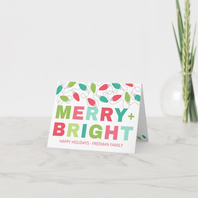 Merry + Bright Modern Holiday Card (Front)