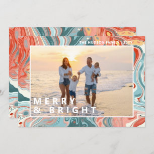 Merry & Bright Modern Liquid Marble Photo Holiday