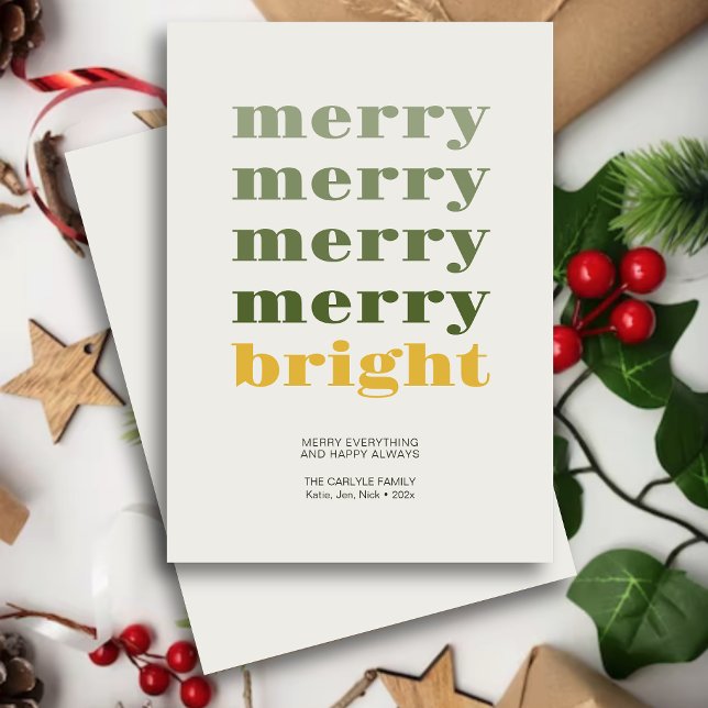 Merry & Bright Modern Minimal Gold Christmas Holiday Card (Creator Uploaded)