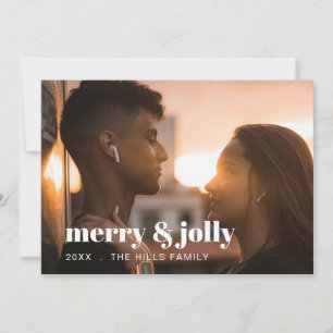 Merry & Bright Modern Photo Christmas Holiday  Card