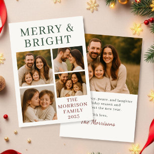 Merry & Bright Modern Photo Christmas Holiday Card