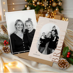 Merry & Bright Modern Photo Elegant Christmas Foil Holiday Card