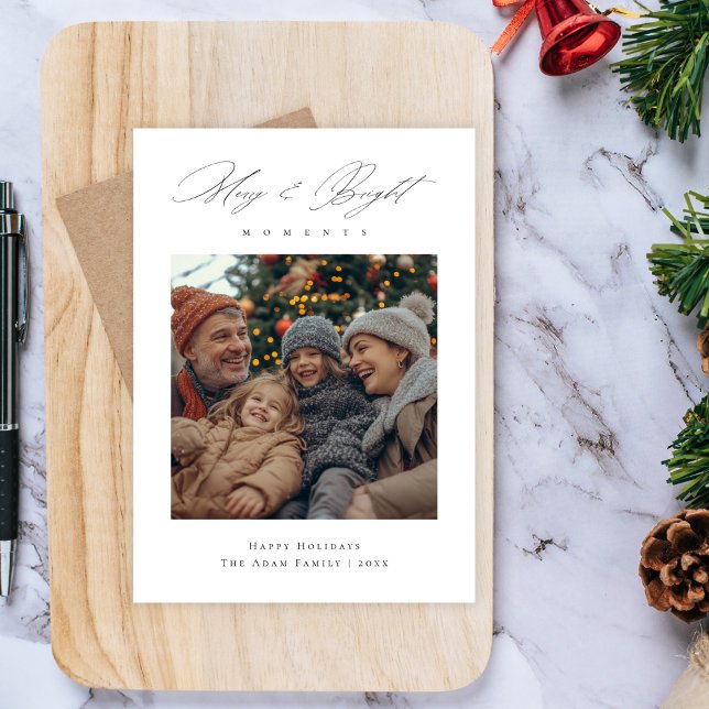 Merry & Bright Moments Christmas Family Photo Holiday Card (Creator Uploaded)