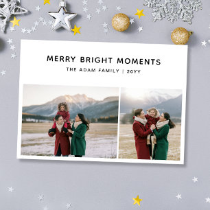 Merry Bright Moments Modern 2 Photo Holiday Card