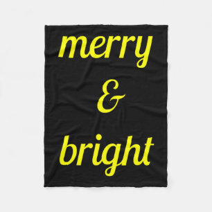 Merry Bright Navy Blue Yellow Gift  Fleece Blanket