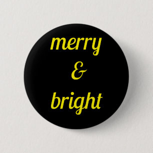 Merry Bright Navy Blue Yellow Gift T Shirt 6 Cm Round Badge