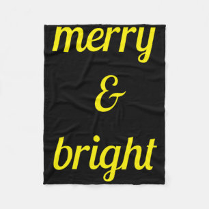 Merry Bright Navy Blue Yellow Gift T Shirt  Fleece Blanket