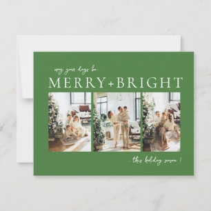 Merry & Bright Neutral Christmas photo Holiday Card