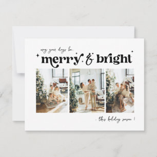Merry & Bright Neutral Christmas photo Holiday Card