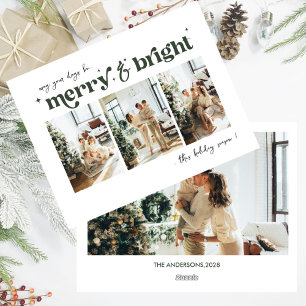 Merry & Bright Neutral Christmas photo Holiday Card