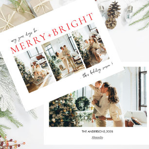 Merry & Bright Neutral Christmas photo Holiday Card