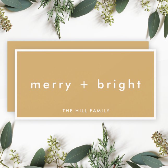 Merry + Bright | Ocher Mustard Gold Christmas Holiday Card (Creator Uploaded)