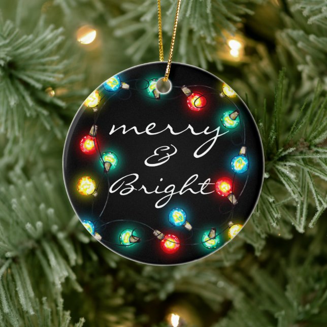 Merry & Bright Ornament - Christmas Lights Decor (Tree)