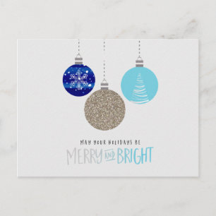Merry & Bright Ornaments Holiday Winter Postcard