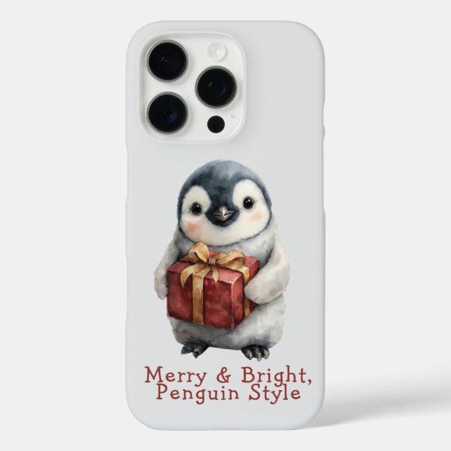 Merry & Bright Penguin Christmas Case-Mate iPhone Case (Back)