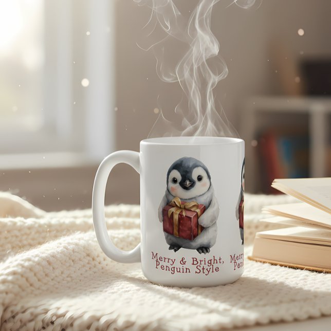 Merry & Bright Penguin Christmas Coffee Mug (Creator Uploaded)