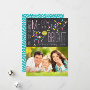 Merry & Bright Photo Christmas Card - Vertical