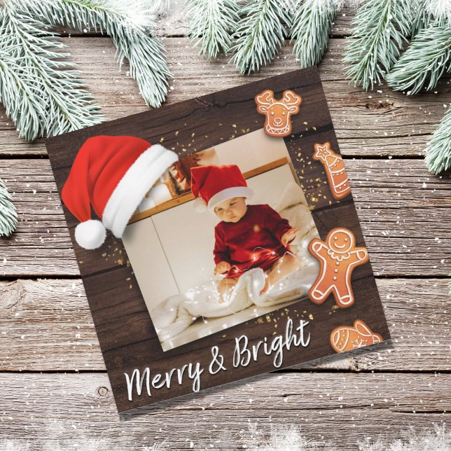 Merry & Bright Photo Christmas Holiday Card (Creator Uploaded)