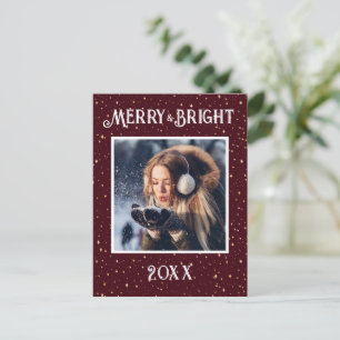 Merry & Bright Photo Red Starlights Holiday Postcard