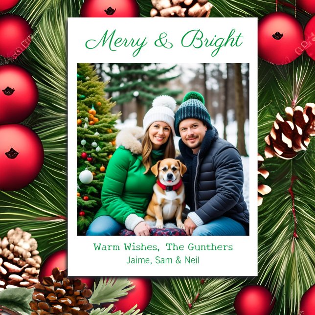 Merry & Bright | Picture Personalised Christmas Holiday Card (Creator Uploaded)