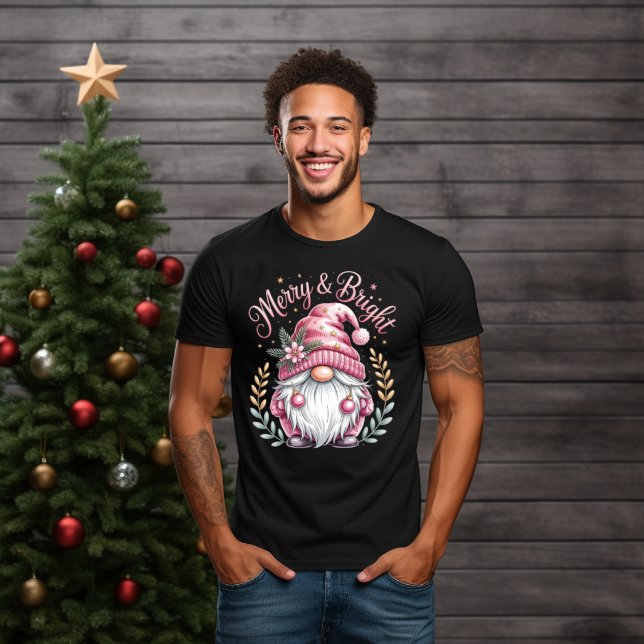 Merry & Bright Pink Christmas Gnome T-Shirt (Creator Uploaded)