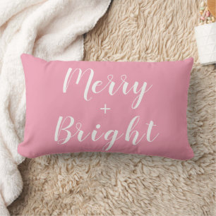 Merry + Bright Pink Christmas Throw Pillow