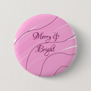Merry & Bright pink curly doodle design girly mode 6 Cm Round Badge