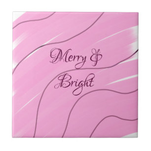 Merry & Bright pink curly doodle design girly mode Ceramic Tile
