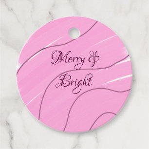 Merry & Bright pink curly doodle design girly mode Favour Tags