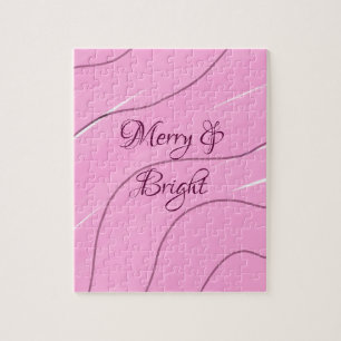 Merry & Bright pink curly doodle design girly mode Jigsaw Puzzle
