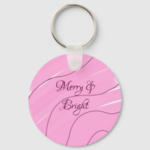 Merry & Bright pink curly doodle design girly mode Key Ring