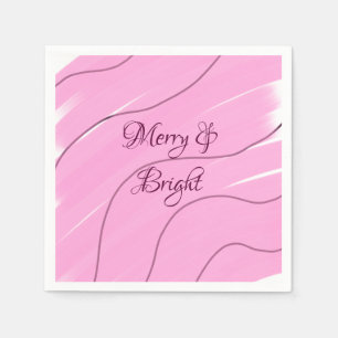Merry & Bright pink curly doodle design girly mode Napkin
