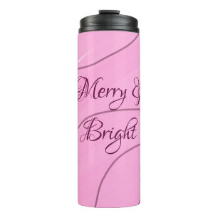 Merry & Bright pink curly doodle design girly mode Thermal Tumbler