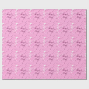 Merry & Bright pink curly doodle design girly mode Wrapping Paper