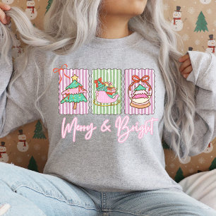 Merry & Bright Preppy Christmas Sweatshirt