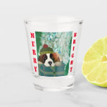 Merry & Bright Puppy Shot Glass<br><div class="desc">Merry and bright!  This cute St. Bernard puppy wants to join in with your celebration. Christmas and New Years Cheers!</div>