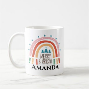 Merry & bright rainbow christmas coffee mug