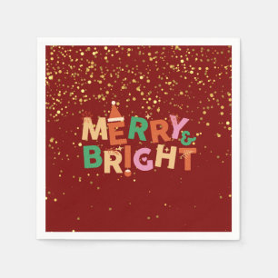 Merry & Bright Red Christmas Party Napkin