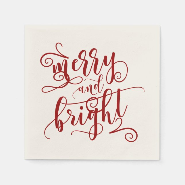 Merry & Bright Red Decorative Font  Napkin (Front)