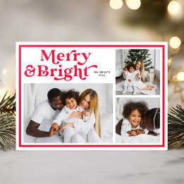 Merry & Bright Red Frame Photo Collage