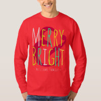 Merry & Bright Red, Green Blue Typography Holiday