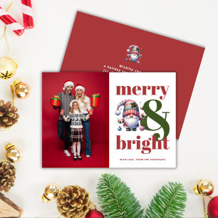 Merry & Bright Red Green Christmas Photo Holiday Card
