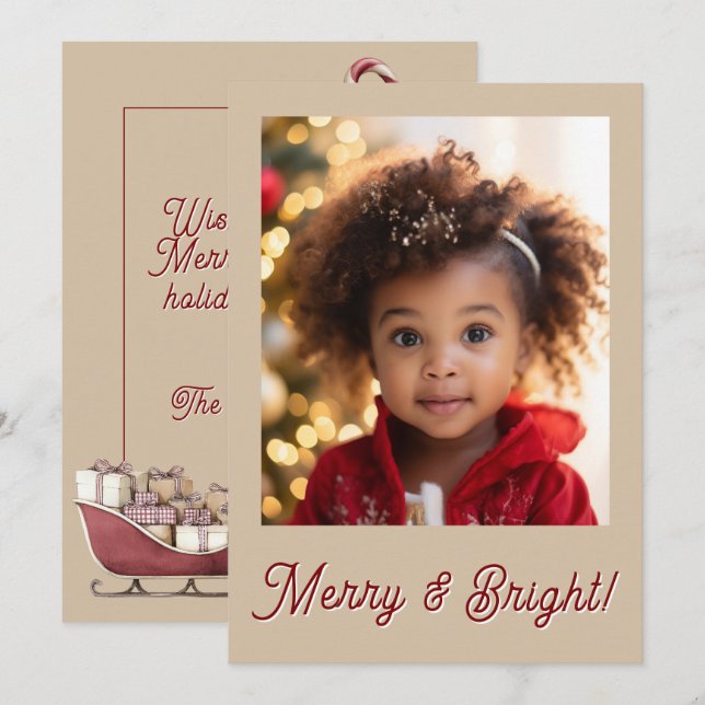 Merry & Bright Red Photo Holiday Christmas (Front/Back)