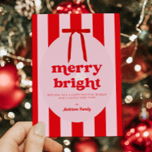 Merry & Bright Red Pink Stripes