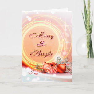 Merry & Bright Red Yellow Festive Christmas Holiday Card